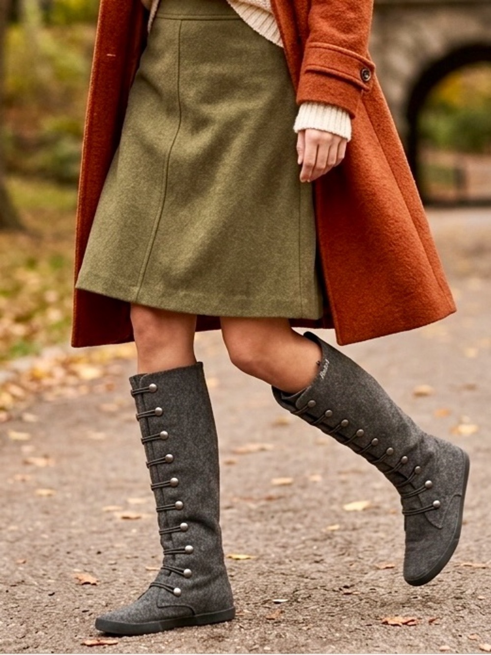 Blowfish Malibu Humvee Grey Flannel Knee High Button Boots Size 7 - Picture 6 of 14